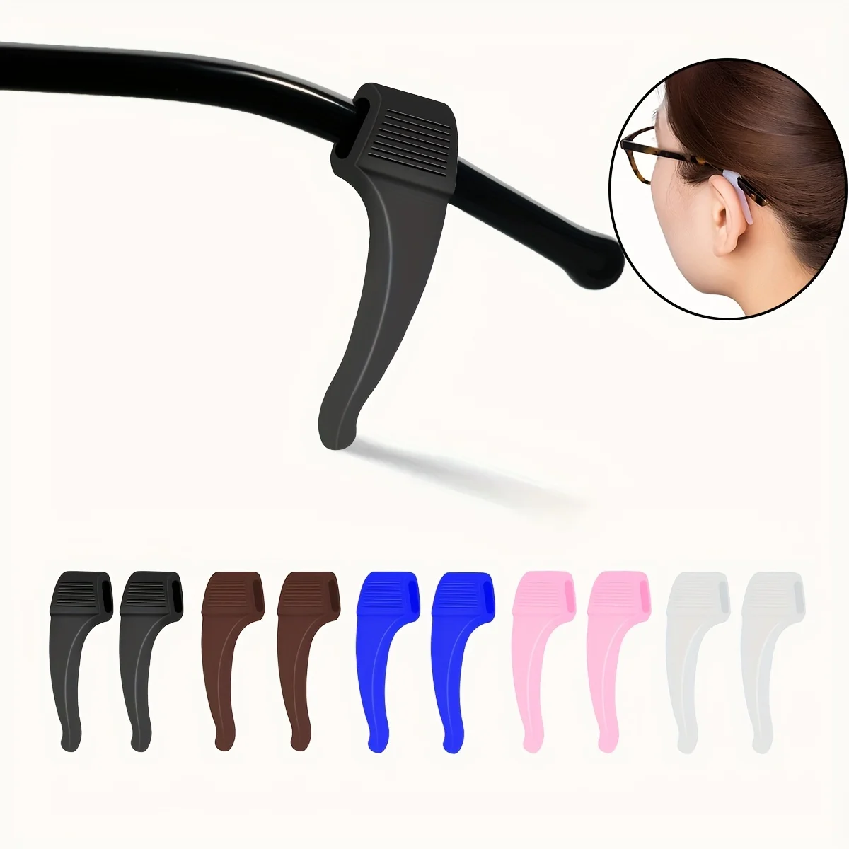 10 أزواج من مثبت النظارات المضاد للانزلاق من مادة السيليكون، مناسبة لنظارات القراءة والنظارات الشمسية والنظارات الرياضية للجنسين