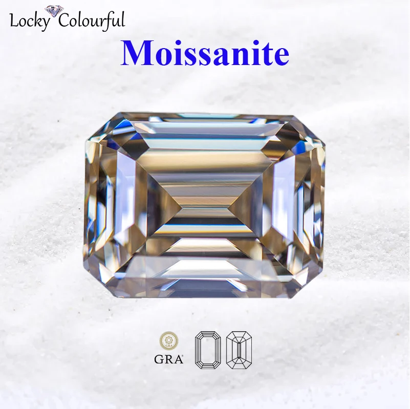 

Moissanite Emerald Cut Primary Color Tea Yellow VVS1 CharmS Beads for DIY Jewelry Making Bracelet Materials with GRA Certificate
