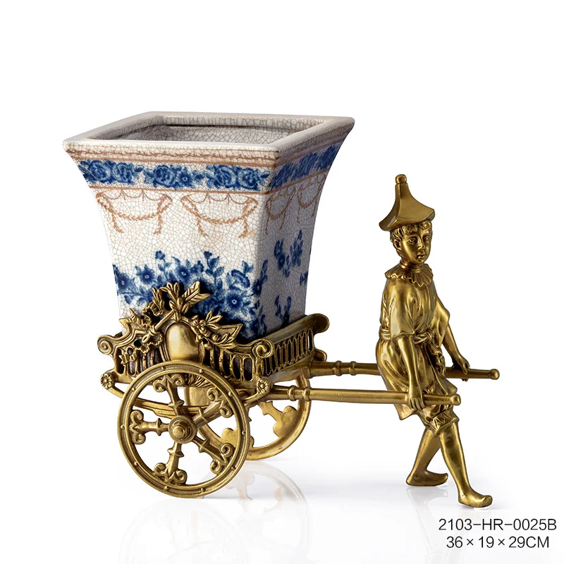 Large Project Home Decoration Series Dewaxing Brass Handmade Ceramic Decoration Jar Life Home Ceramic Decoration Jar