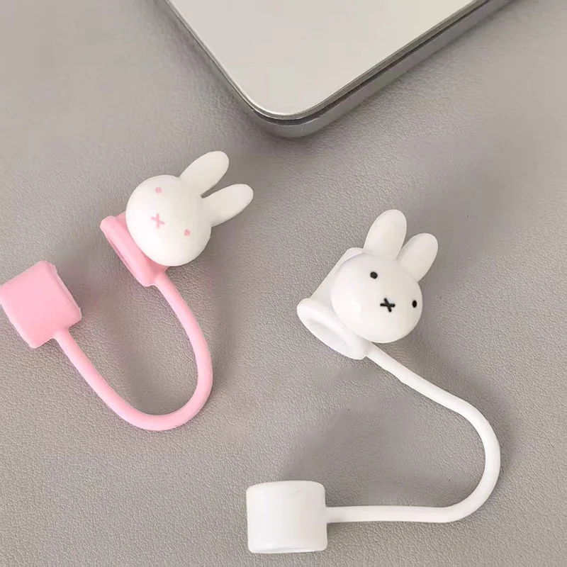 Kawaii الكرتون ميفي أرنب لطيف غطاء من القش الغبار برهان 10 مللي متر الحجم العالمي غطاء للحماية الكرتون ديكور ملحق الفتيات #4