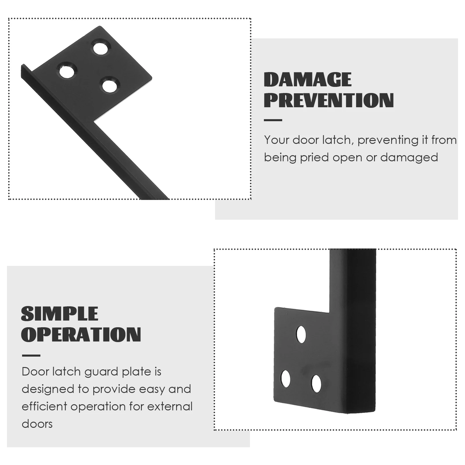 

L Shaped Stainless Steel Door Latch Guard Reinforcement Plate Cover Protector Outswing Security Hardware Door Bolt Lock