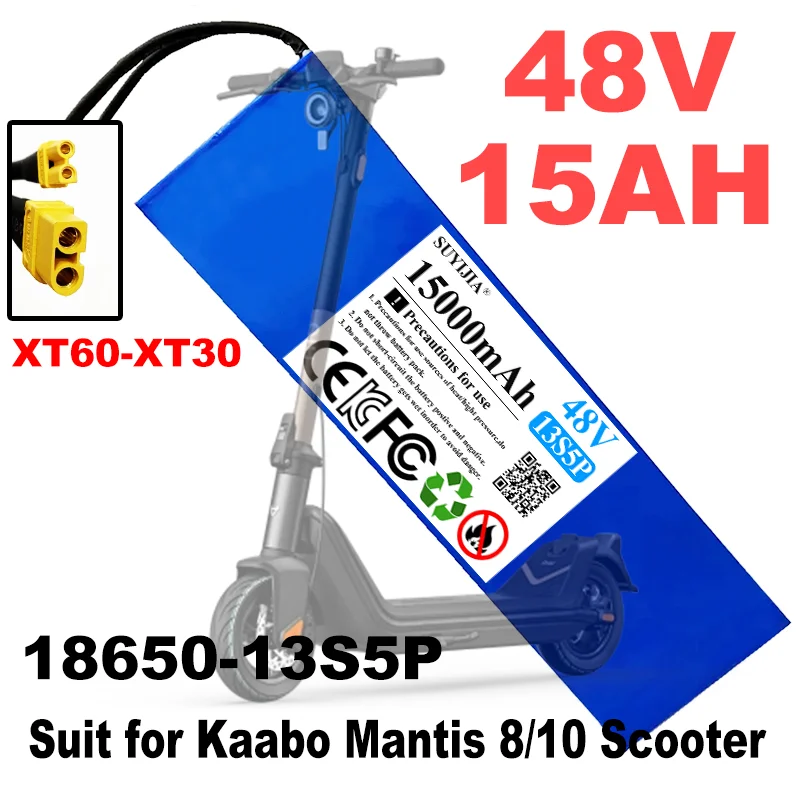 48V 15000mAh 13S5P Lithium-Akku für Kaabo Mantis 8/10 Elektroroller-Akku 15Ah 1200Wh mit integriertem 30A BMS