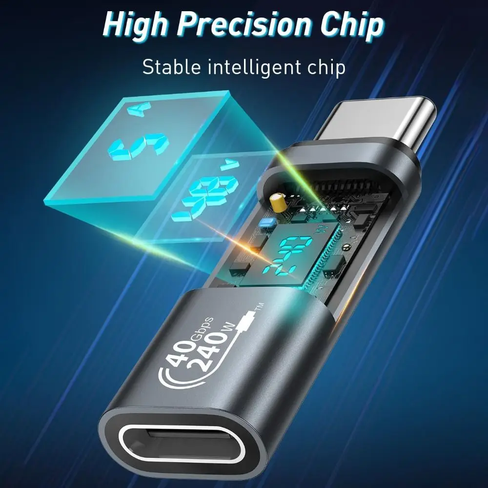 Digital Display USB C 4.0 Tester PD 240W 40Gbps Type-C Power Meter Current/Voltage Data Transmission Cable Extender Laptop