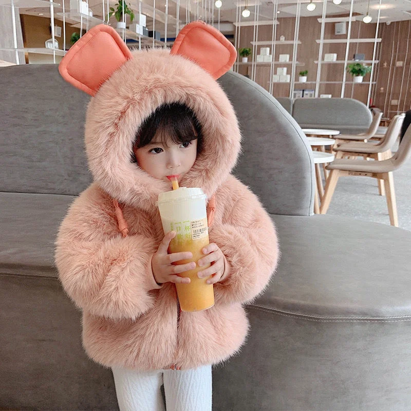 

2025 New Cute autumn Winter Children toddler girl Clothing Coat for little Girls Outerwear baby girl clothes Kids Imitation fur
