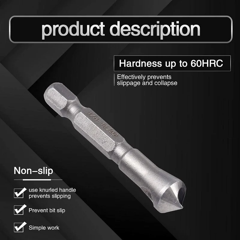 3PCS Deburring Drill Bits  90 Degrees Countersink Bit Tapper Hole Cutter Wood Soft Metal Plastic Chamfer Tools Hand Tools