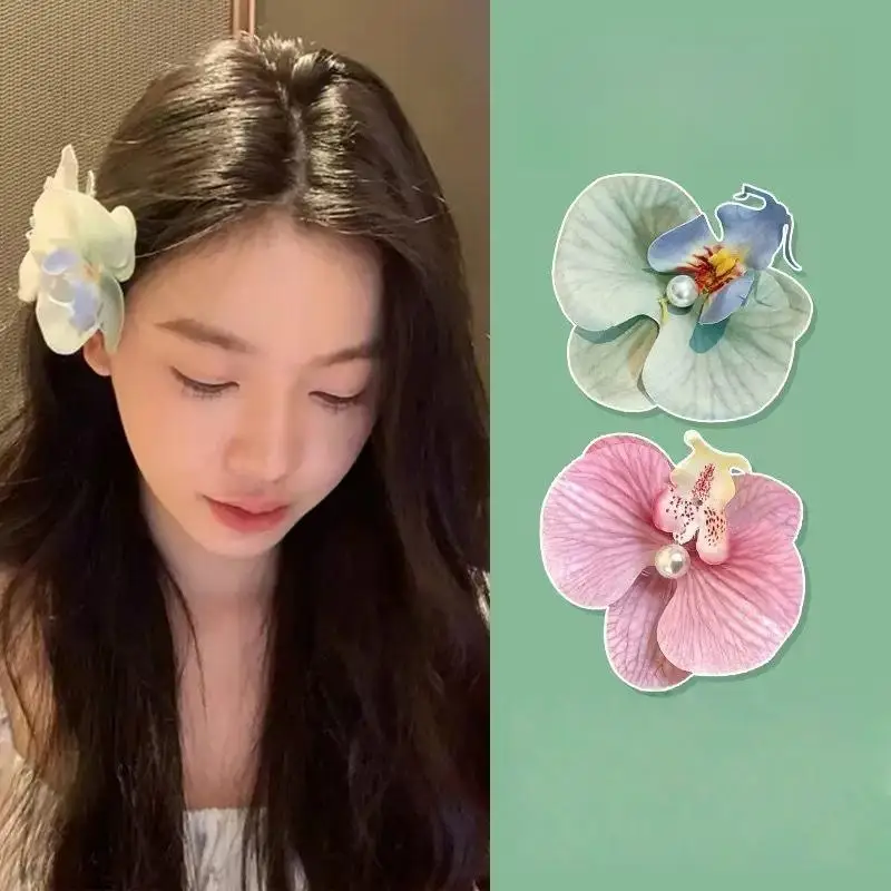 جو دبوس الشعر مجزأة مشبك شعر زهرة خوذة لطيف دبوس الشعر فراشة السحلية مشبك شعر أنثى زهرة الجانب كليب #3