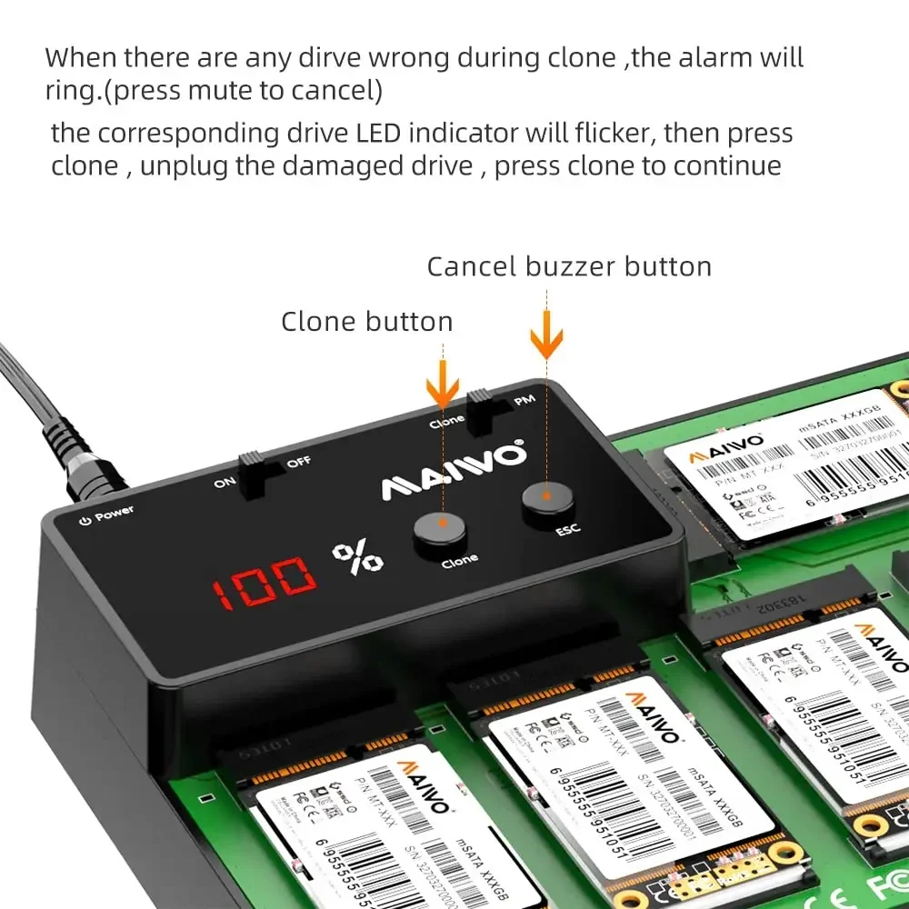 MAIWO 5 Bay mSATA SSD estación de acoplamiento USB3.0 MSATA SSD caja compatible con 1 a 4 adaptador clon sin conexión con indicador LED