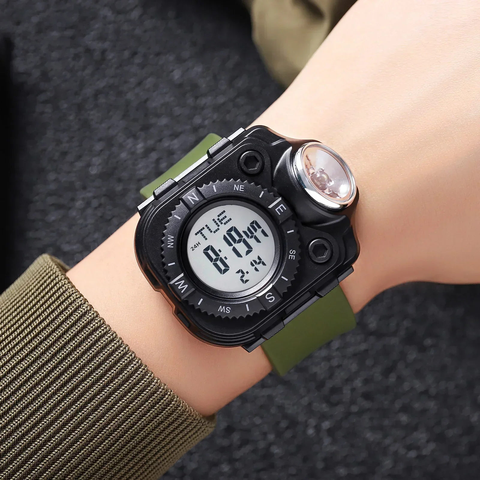 SKMEI 2187 Men Back Light Digital Wristwatch Waterproof Alarm Stopwatch Clock Creative LED Flashlight Countdown Sport Watches