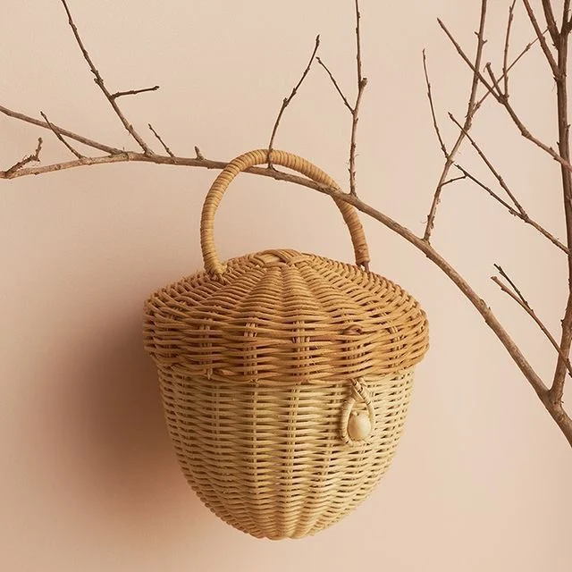 

Instagram Wind Vine Weaving Oak Fruit Handheld Children's Decorative Photography Bag Mushroom Shaped Forest Pineapple Basket Han