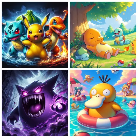 Cartoon Pokemon Pikachu 1024 PCS Jigsaw Puzzles Challenging Family Activity Games for Gameroom Bedroom Home Decor Gift
