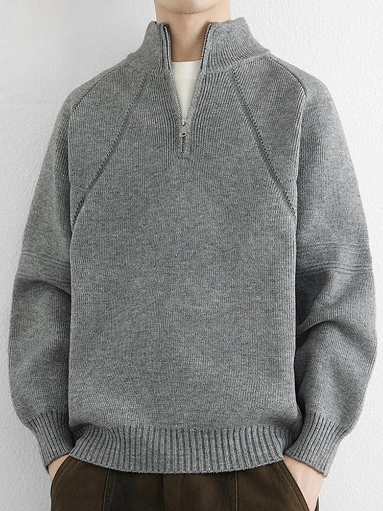 

Мужской свитер свободного кроя с воротником-стойкой в винтажном стиле, из смесового полиэстера, с длинными рукавами, для весеннего сезона