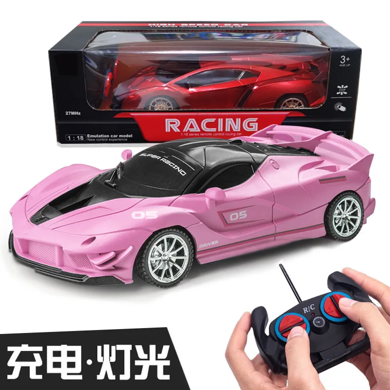 Four way 2.4G remote control car electric toy car 1:18 charging high-speed drift children's lighting plastic toy Christmas gift