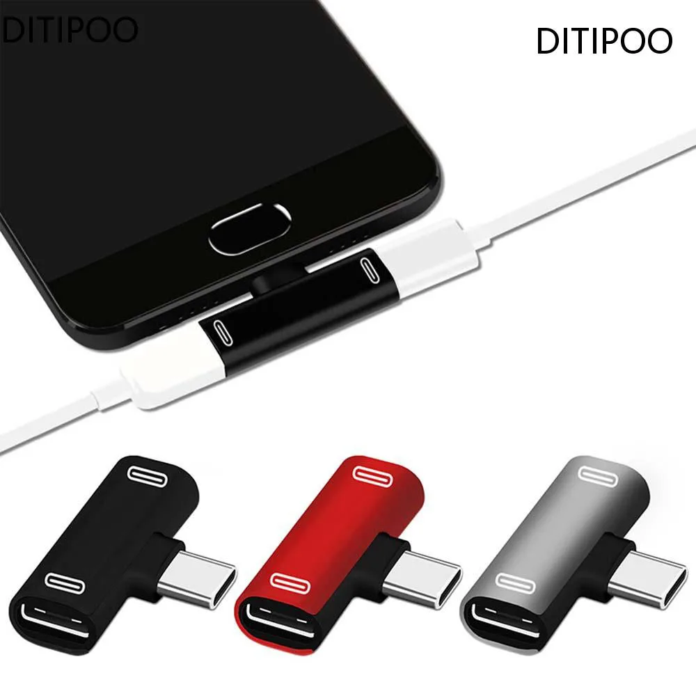 USB C 분배기 C타입 수-듀얼 C타입 암 헤드폰 충전기 어댑터, 분배기 변환기, 2 in 1