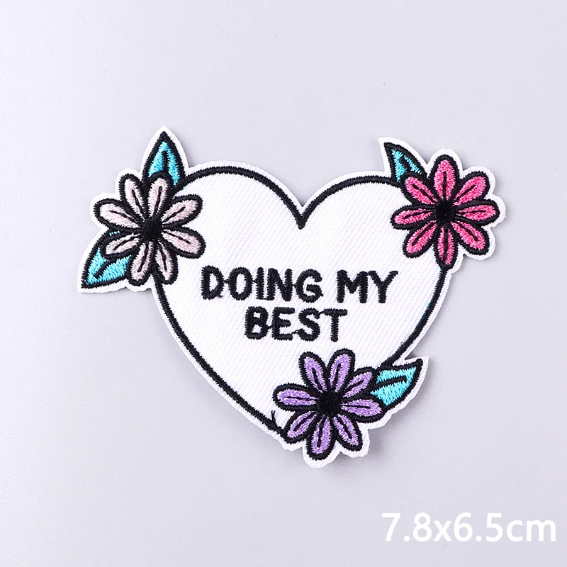 Cartoon Paper Clip Embroidery Patch Iron On Patches For Clothing Thermoadhesive Patches On Clothes DIY Flower/Text Fusible Patch