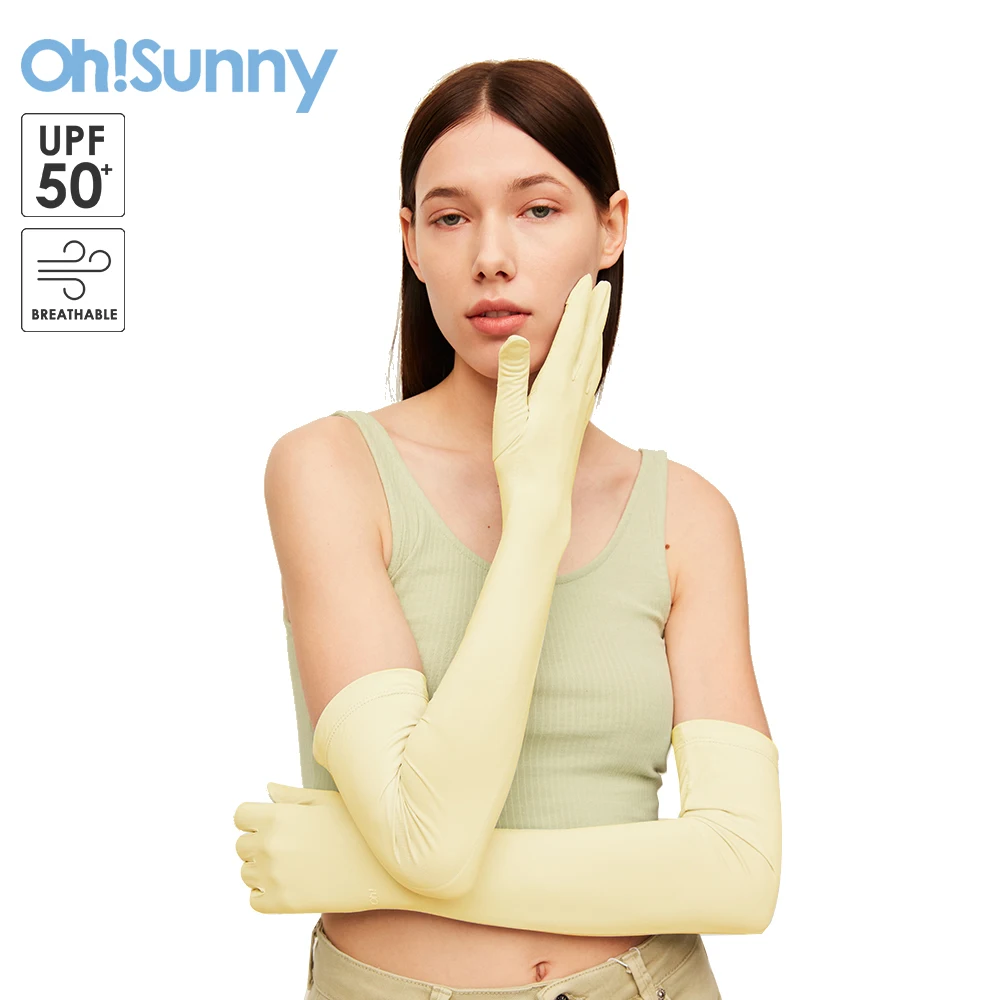 

OhSunny Sunscreen Long Arm Sleeve Gloves New UV Protection UPF50+ Opening Design CoolChill Breathable Cooling Outdoor Mittens