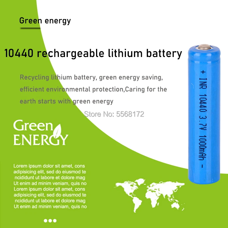 10440 capacity Battery 1000mAh 3.7V Rechargeable Lithium ion AAA Batteries Button Top Li-ion Batteries FLASHLIGHT SHAVER