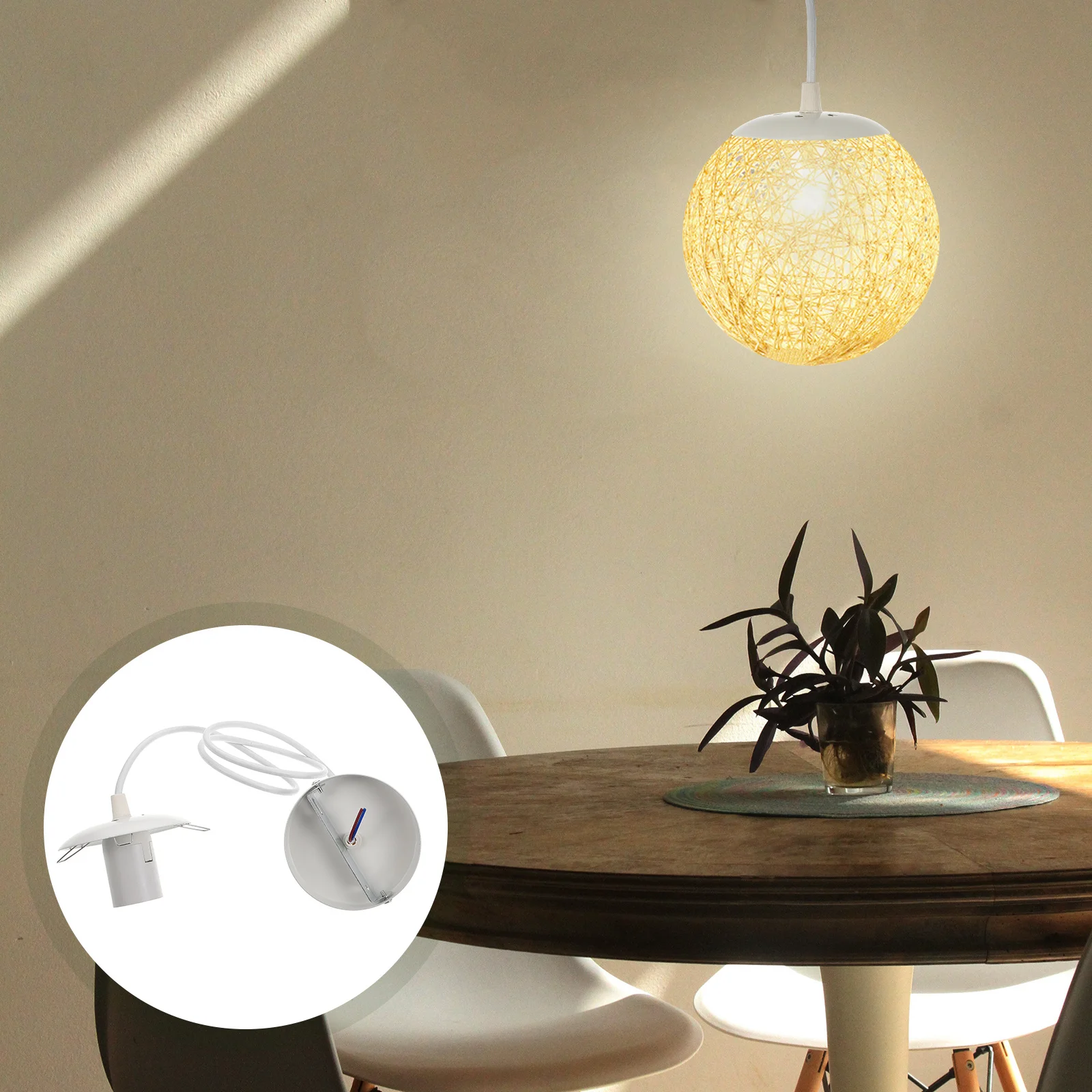 

1pc E27 Lamp Socket Pvc Iron Material Hanging Light Holder For Ceiling Pendant Lighting Fixture Bulb Adapter Accessory