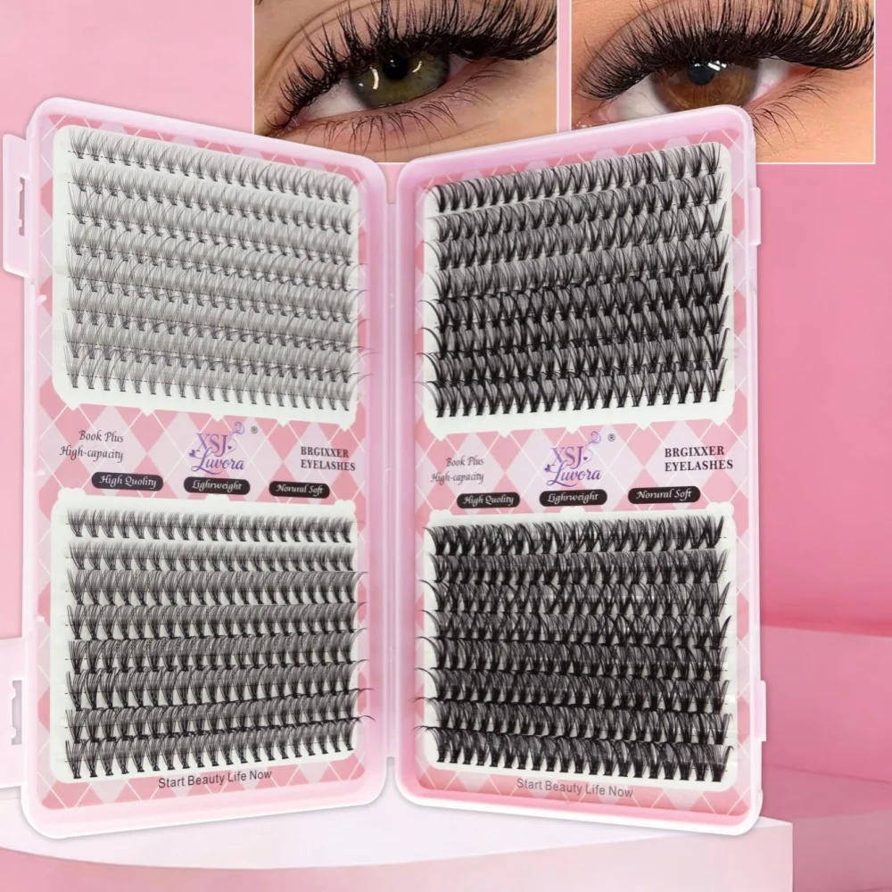 Lash Extension Kit 640pcs Lash Clusters Individual Eyelashes Kit with Lash Bond and Seal Wispy Natural Mange Lashes
