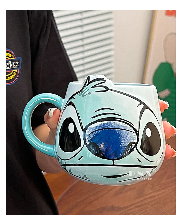 

530 мл Disney Stitch Girl High Beauty модный мультфильм милый креативный узор пара керамическая кружка для молока и кофе домашняя чашка для общежития
