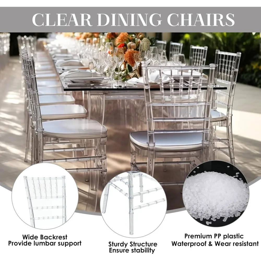 كراسي شيافاري بكميات كبيرة، كرسي أكريليك شفاف لهجة كراسي شبح للمناسبات وحفلات الزفاف وحفلات الاستقبال (واضح)