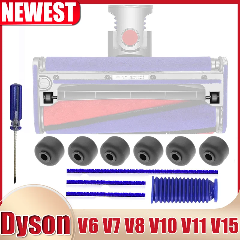 Plush Strips And Soleplate Wheels for Dyson V6 V7 V8 V10 V11 V15 Soft Roller Cleaner Head Strips Felt Strips Replacement Parts