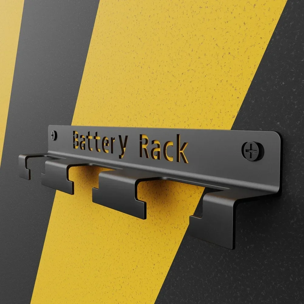 3 Slot Organizer Wall Battery Holder Wall-mounted Design Three-slot Capacity Carbon Steel Construction For Garage Storage