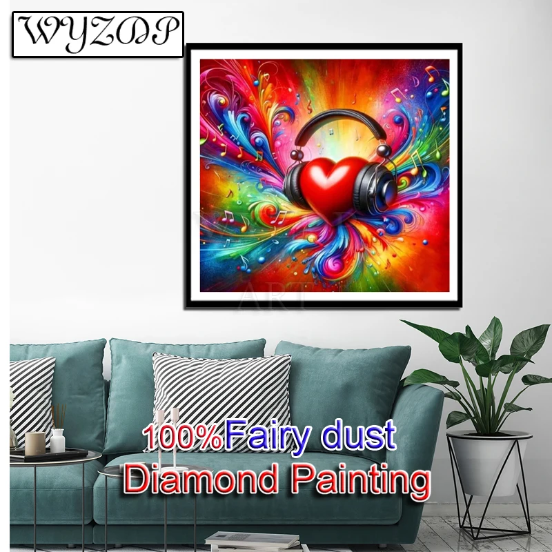 Love 5D Diy 100% Fairy Dust Diamond Painting Music Full Square Diamond Embroidery Set Cross Stitch AB Diamond Art Crystal Docer