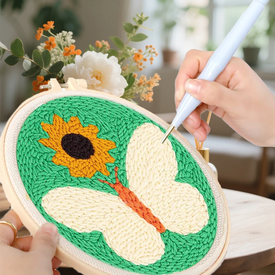 GATYZTORY-Kit de agujas de punzón para bordado, juego de herramientas de costura, pluma de aguja mágica para bordado, juego de punto de cruz de animales, manualidades diy, costura