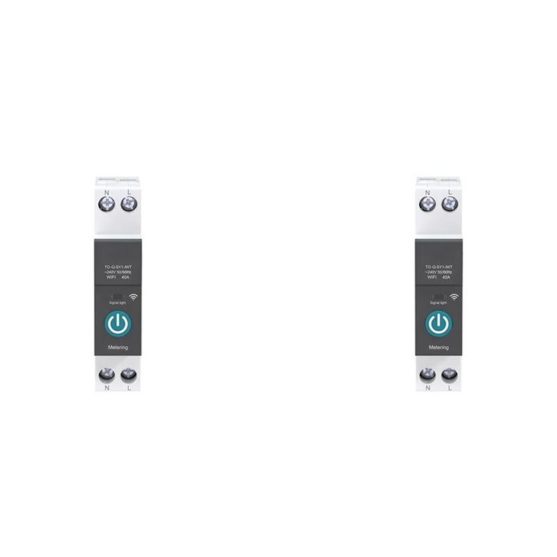 

BAAU 2X 40A Tuya, однофазный Din-рейка, WIFI, умный счетчик энергии, таймер, монитор энергопотребления, ваттметр, черный с измерением