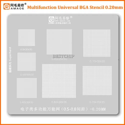 Amaoe Multifunction Universal BGA Stencil 0.5/0.55/0.6/0.65/0.7/0.75/0.8 Parallel Hole Direct Heat Template Solder Rework Net