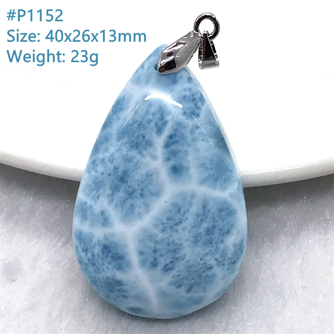 

Top Natural Blue Larimar Stone Pendant For Women Men Healing Reiki Gift Gemstone Silver Crystal 40x26x13mm Beads Jewelry AAAAA