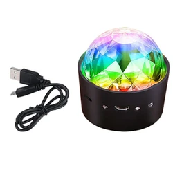 Mini Bola de discoteca para coche, luz RGB para DJ, recargable por USB, portátil, activada por voz, giratoria, luces de fiesta, lámpara mágica, iluminación