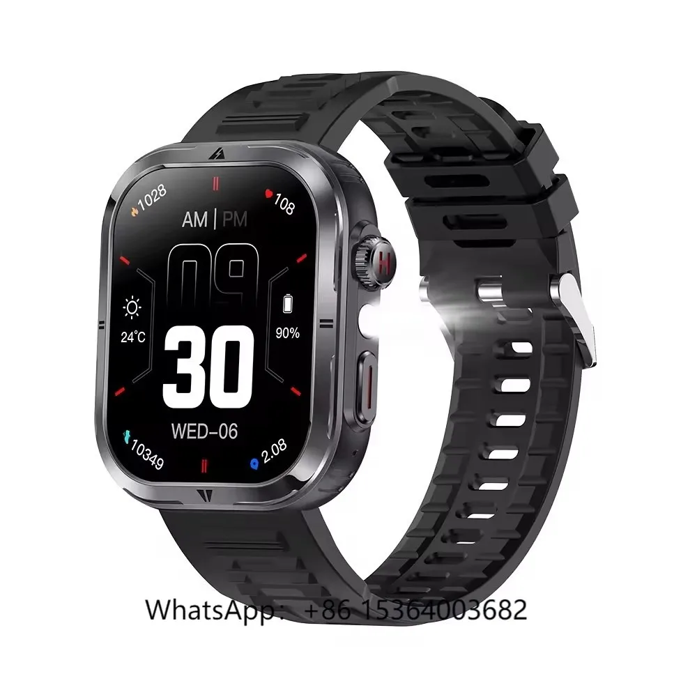 

2024 Waterproof Outdoor Smart Watch Flashlight BT Call MK86 Blood Oxygen Fitness Watches