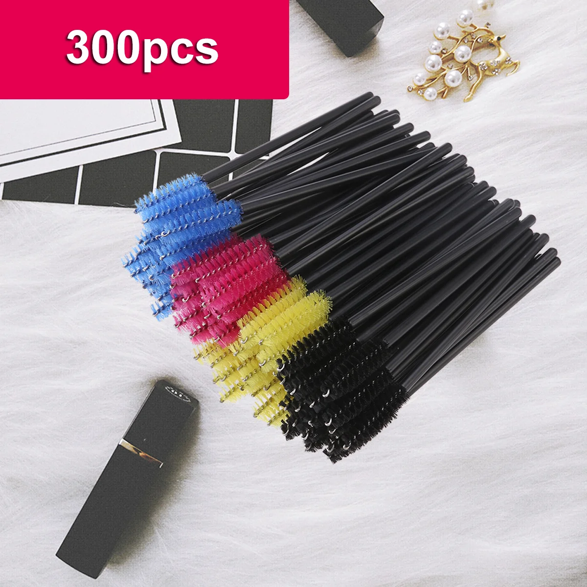 300Pcs Multicolor Eyelash Brush Disposable Mascara Wands Lash Separating Curling Tool Salon Personal Use Eyelash Mascara Brush