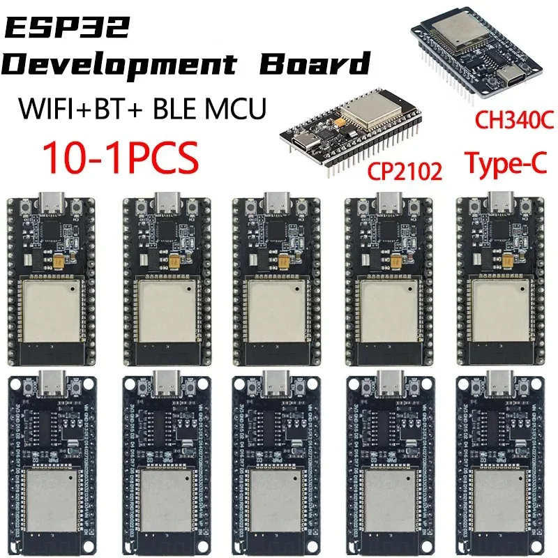 1-10 ESP32 WROOM-32 Development Board TYPE-C CH340C/ CP2102 WiFi+Bluetooth Ultra-Low Power Consumption Dual Core Wireless Module