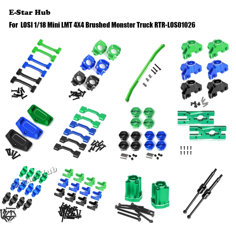 Metal Front Rear Steering Cup Hub Carrier Link Rod Shock Tower Axle Housing for LOSI 1/18 Mini LMT Upgrade Parts Accessories