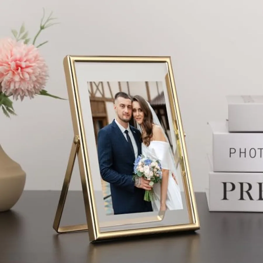 4x6 Floating Picture Frame for Photo 2x3'', 3.5x5'',Adjustable Tabletop/Shelf, Floating Picture Frames 2x3'', Classy Metal Gift