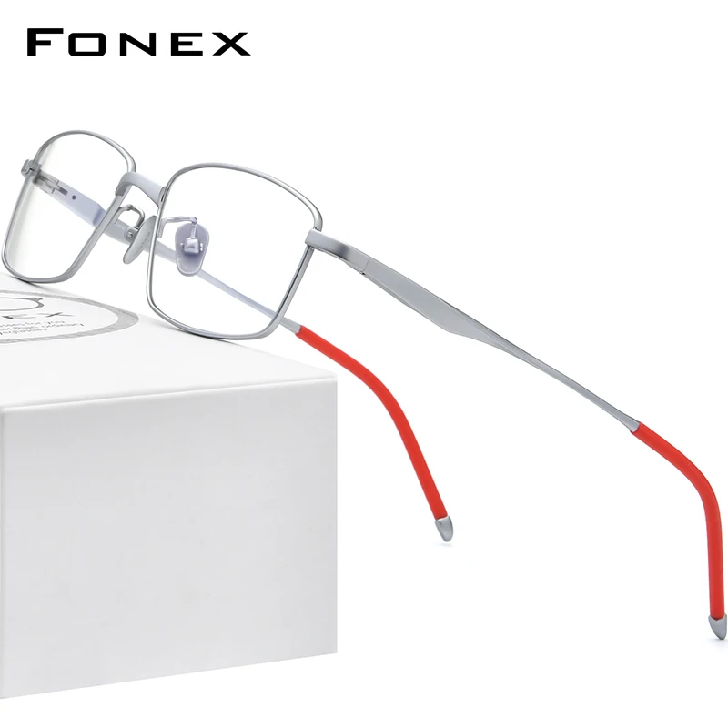 FONEX Pure Titanium Eye Glasses Frames for Men Square Eyeglasses 2021 New Male Vintage Korean Eyewear 8556