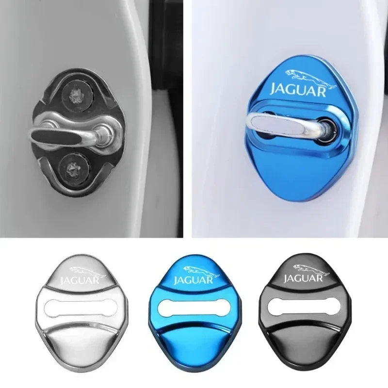 4pcs Car Door Lock Cover Protection Sticker for Jaguar E-Pace XEL XFL XF XE Auto Emblem Case Anti-rust Decal Exterior Decoration