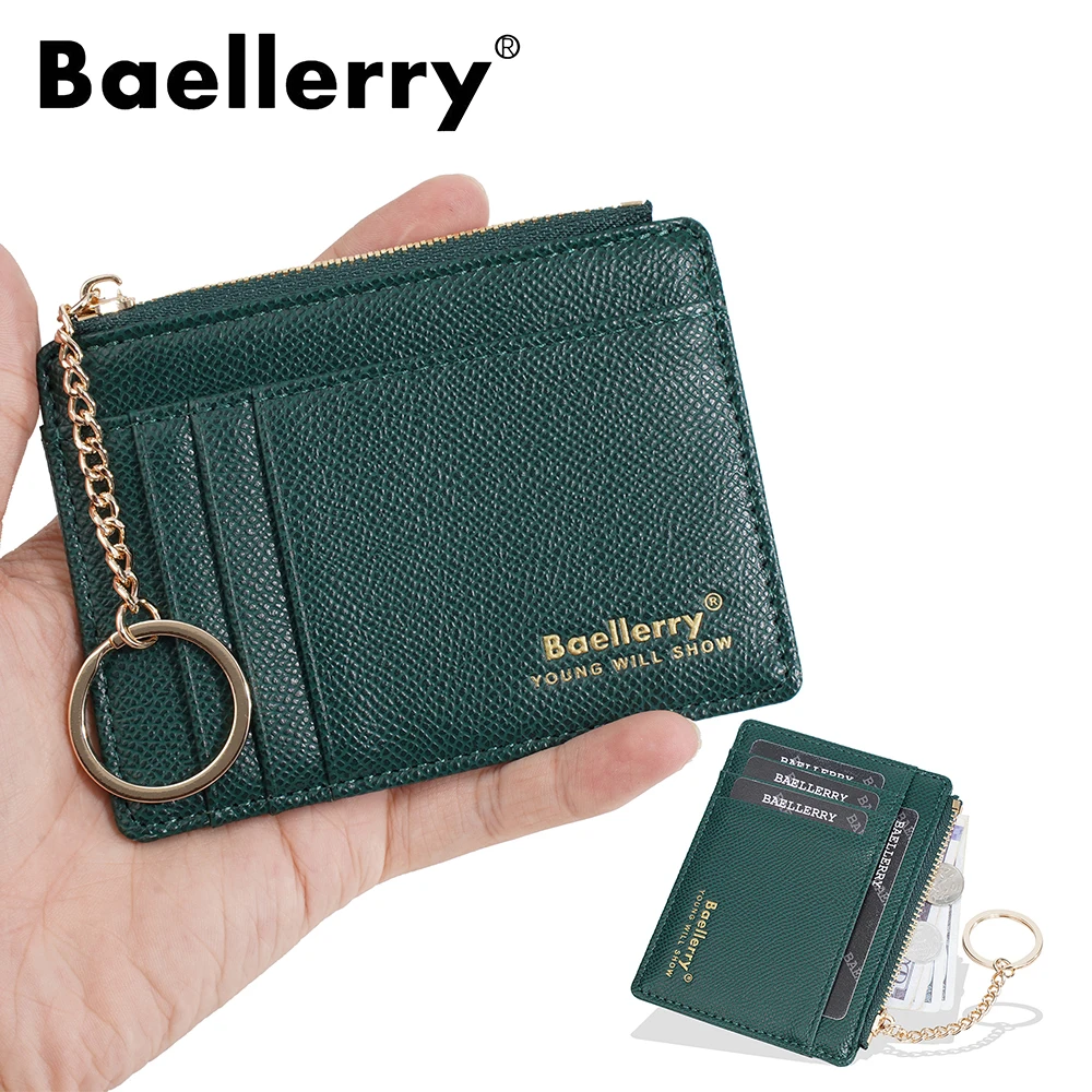베일러리 여성용 카드 홀더 키체인 포함 인스타일 멀티 카드 지갑 슬림 지퍼 동전 지갑 패션 미니 지갑 키용