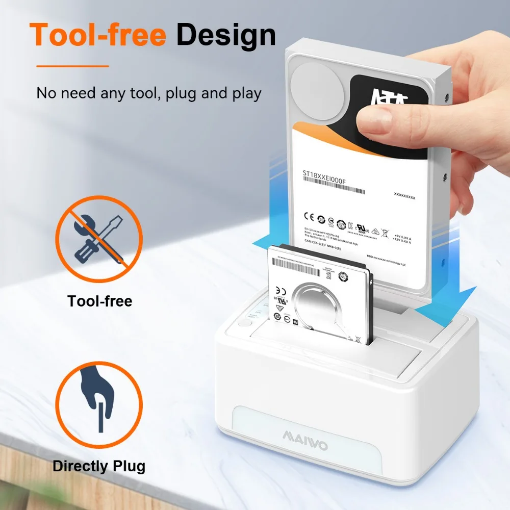 Imagem -03 - Maiwo-hdd Docking Station Enclosure com Clone Offline Sata para Usb 3.0 Adaptador para 2.5 3.5 Hdd Ssd Disk Case Dock Hard Drive Box