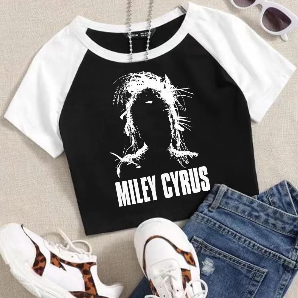 

Укороченные топы Something Beautiful Miley-Cyrus, футболка для девочек, модная женская футболка с круглым вырезом и короткими рукавами, подарочная футболка для фанатов