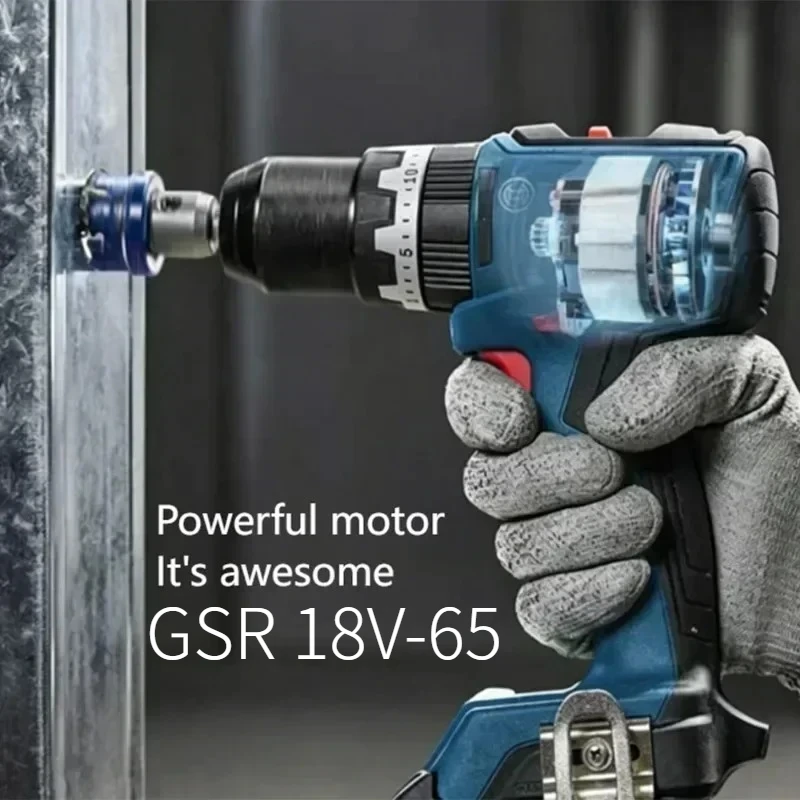Bosch GSR 18V-65 Brushless Cordless Drill 18V 63Nm High Torque Small Space Operation Tool Anti Reverse Twist Electric Tool