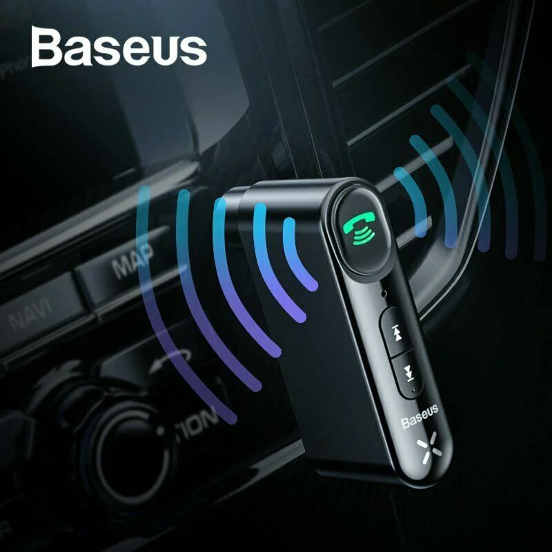 Para Baseus coche Bluetooth 5,0 receptor 3,5mm para AUX adaptador inalámbrico altavoz reproductor MP3