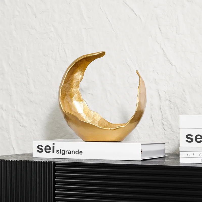 

Декоративная подставка для фруктов в стиле лёгкой роскоши с золотым лунным мотивом, изделие из смолы, настольный органайзер, минималистичный декор для дома и гостиной.