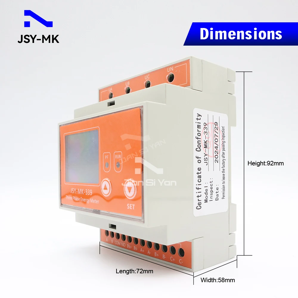 JSY-MK-339 RS485 80A 3P4W AC Smart Energy Meter Solar PV System Power Production Consumption Monitoring Meter