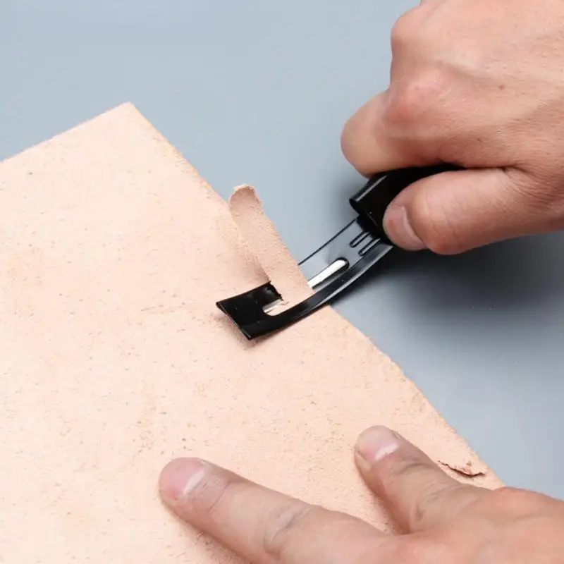 Leather Skiving Trimming Knife 3 Sharp Durable Blades Non-slip Handle for Beginner DIY Leather Craft Practice