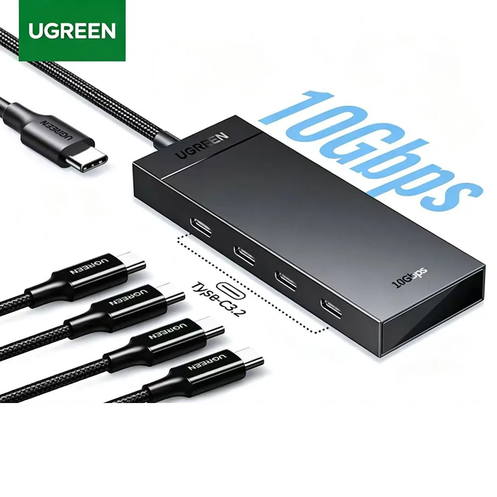 UGREEN Type-C 3.2 Gen2 10Gbps USB C Hub 4 Ports(2A+2C) 30CM Cable  for Phones, Tablets, and Laptops USB Splitter