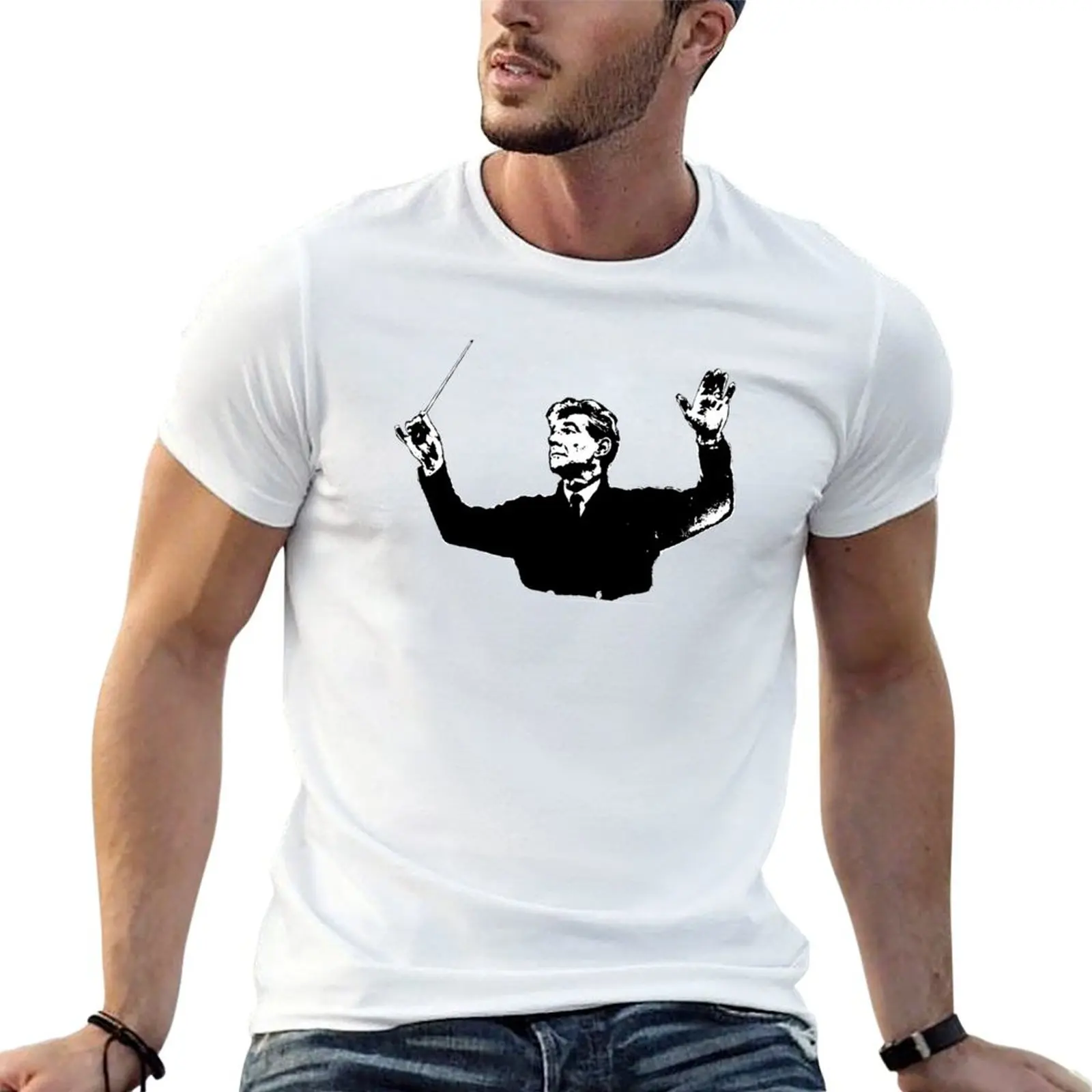 Leonard Bernstein Classical Composer Portrait T-Shirt Work Duty Casual T-Shirt
