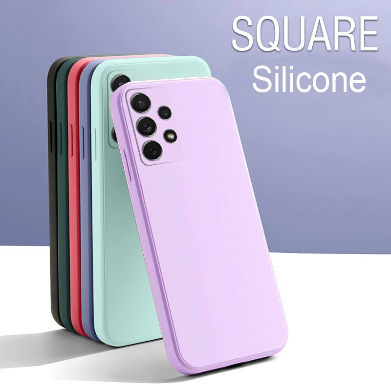 For Samsung Galaxy A33 A53 A73 5G A13 A03 A52S A02 A02S A12 A22 A32 A52 A72 A82 Slim Soft Cover Square Candy Silicone Phone Case